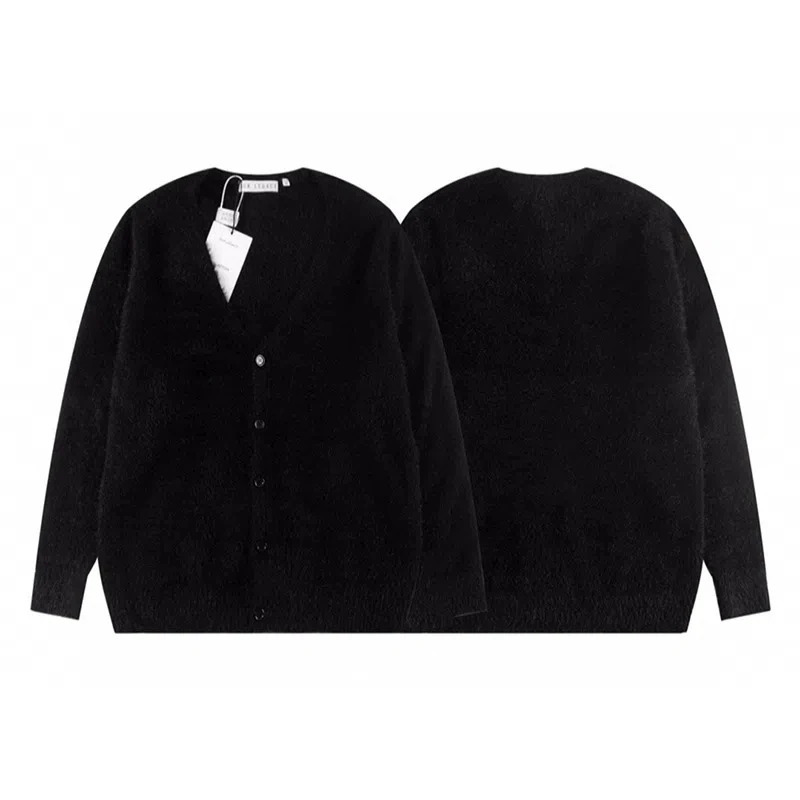 24fw high-quality traditional casual fashion knitted sweater mens loose black sweater Y2k mens jacket 241007