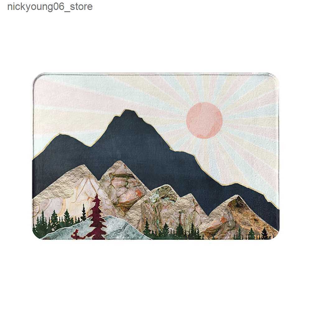 Non-Slip Bath Mats 1PCS Marble Doormat Kitchen Carpet Anti-Slip Nordic Style Colorful Marble Map Rubber Bottom Door Floor Room Dustproof Mats L240910