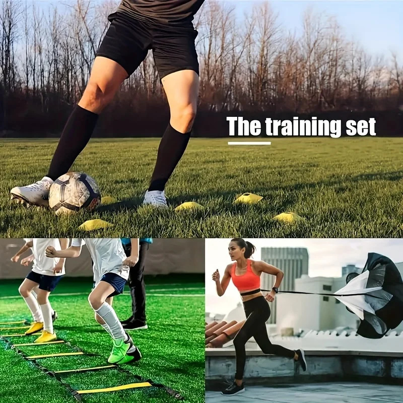 1 set of football training agile ladder with marking plate drag parachute nail hinder speed movement 241008