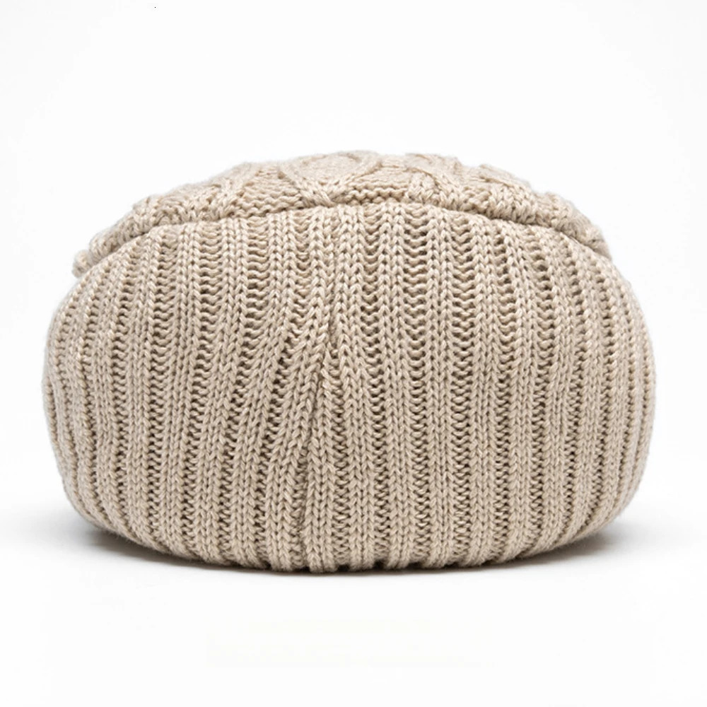 Knitted womens beret comfortable cotton winter bean wool lining loose suitable for autumn winter fashionable knitted duckbill hat 241007