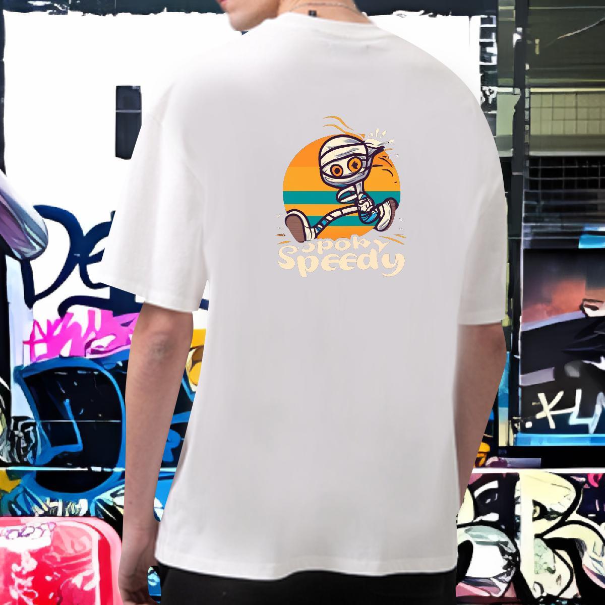 Loose Fit Man T Shirts 230g 100% Cotton skull Hip Hop Street Cartoon Printing M-4XL Crew Neck Breathable Tshirt for Man Woman 2024 Polos