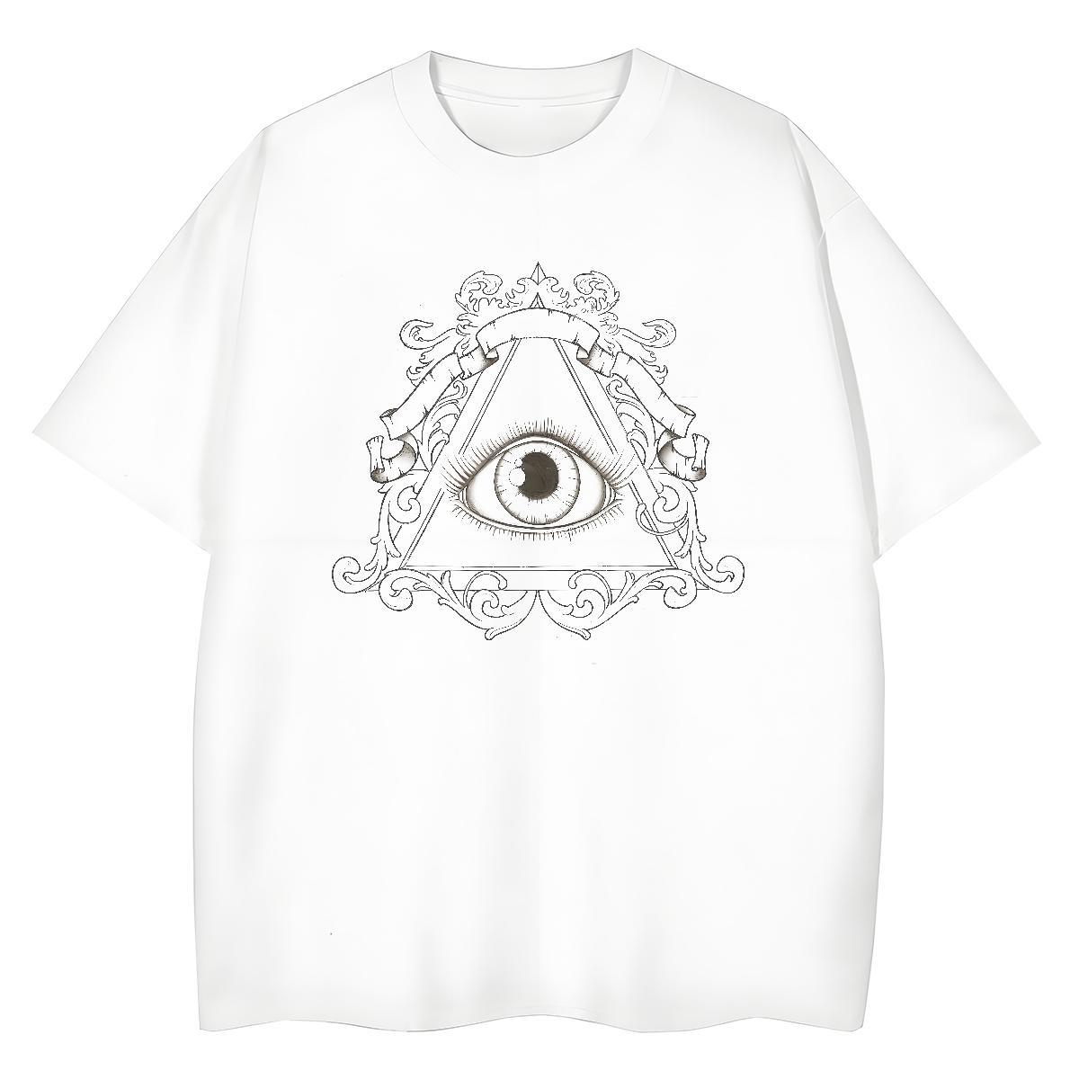 New Woman T Shirts 230g Pure Cotton Short Sleeve O-Neck Hip Hop eye of the devil Woman Tshirt Comfortable Anime Oversized Polos