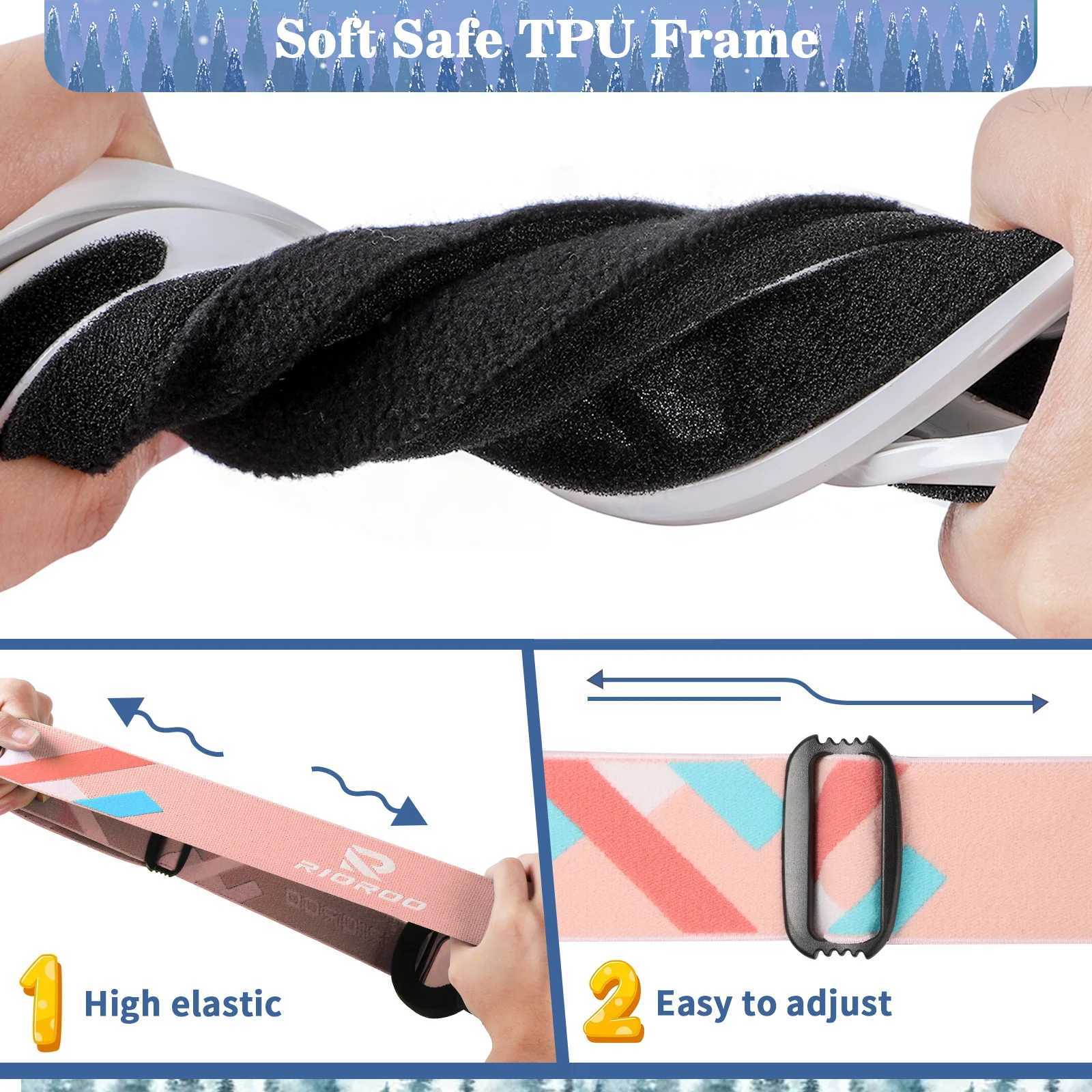 Childrens skiing glasses OTG glasses anti fog 100% UV protection suitable for helmets for boys girls children and teenagers CL241010