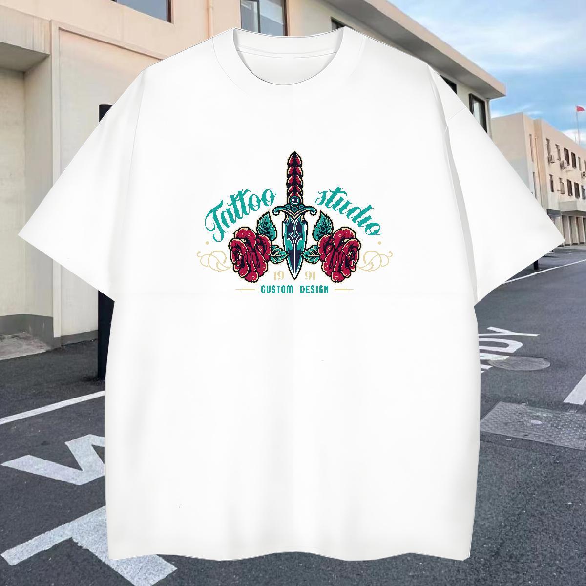 Unisex T-Shirts 230g Cotton tool Street Casual DIY Printed Breathable Short Sleeve Men Tops Tees Brand Top Tees