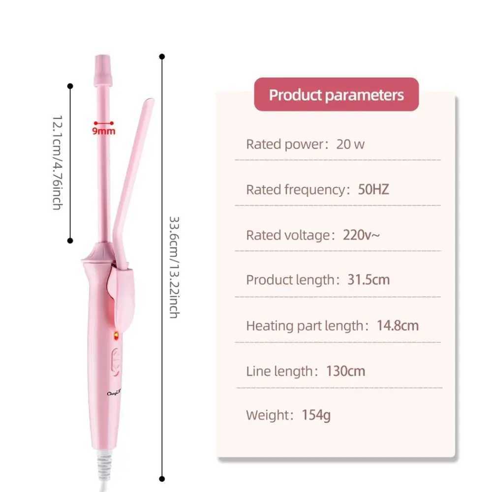 Professional Mini Hair Curling New Iron Superfine Ceramic 9mm Curler Wand Curly Tongs Electric Salon Styling ToolXJ2410