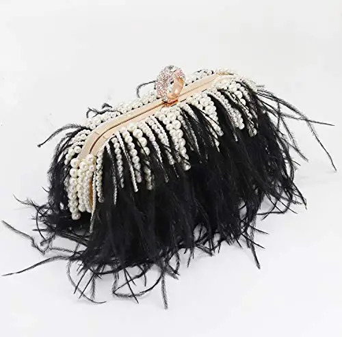 Womens evening clutch bag party wallet wedding clutch bride Exquisite crystal fur womens handbag wallet 241008