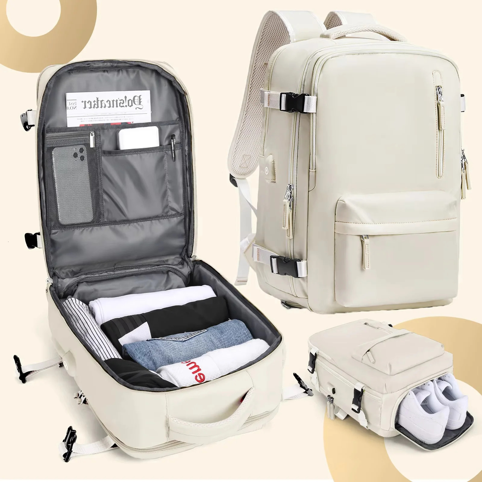 Cabin backpacks suitable for both women and men waterproof executive laptop airplane travel large university bags 241008