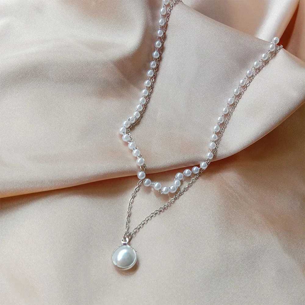 FSUNION New Fashion Love Pearl Choker Necklace Cute Double Layer Chain Pendant Clavicle For Women 2024 Jewelry GiftsX241009