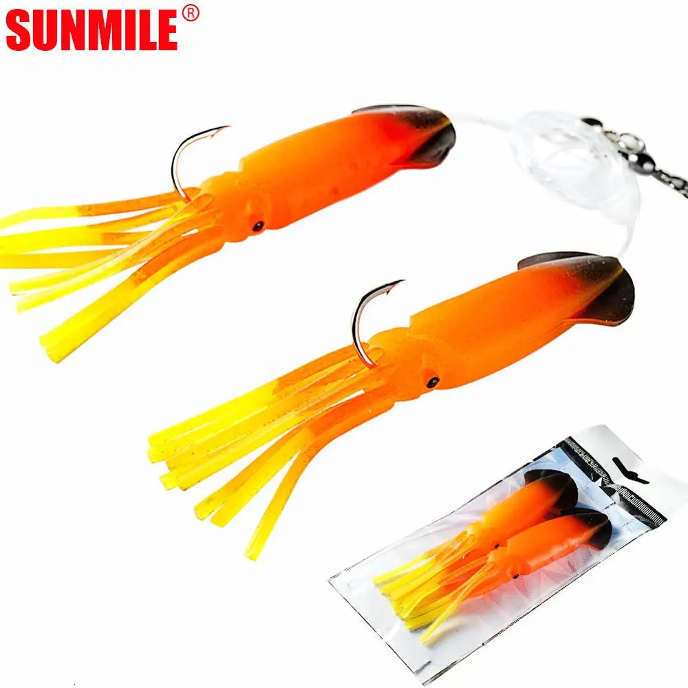 SUNMILE Fishing Soft Squid Daisy chain Lure 12cm Squid Jig Fishing Lures For Sea Fishing Wobbler Bait Trolling Fishing Lure 241010