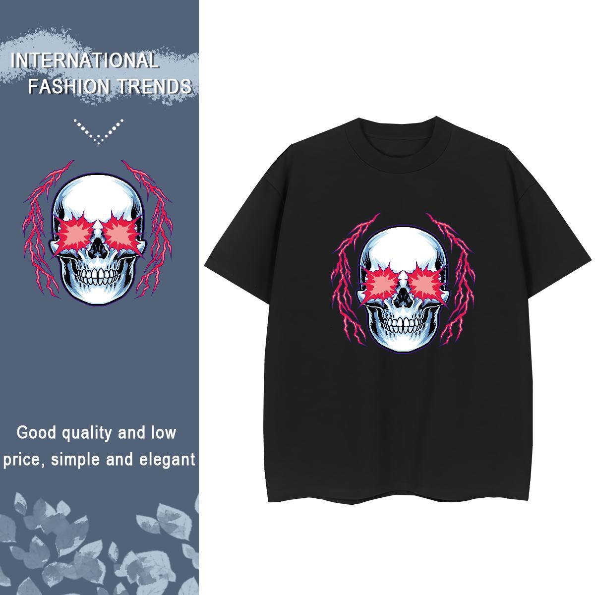 New Arrival T Shirts Women 100% Cotton 230g Breathable Crew Neck Casual Daily Wear skull Women Tshirts Lady Customized Top Shirts