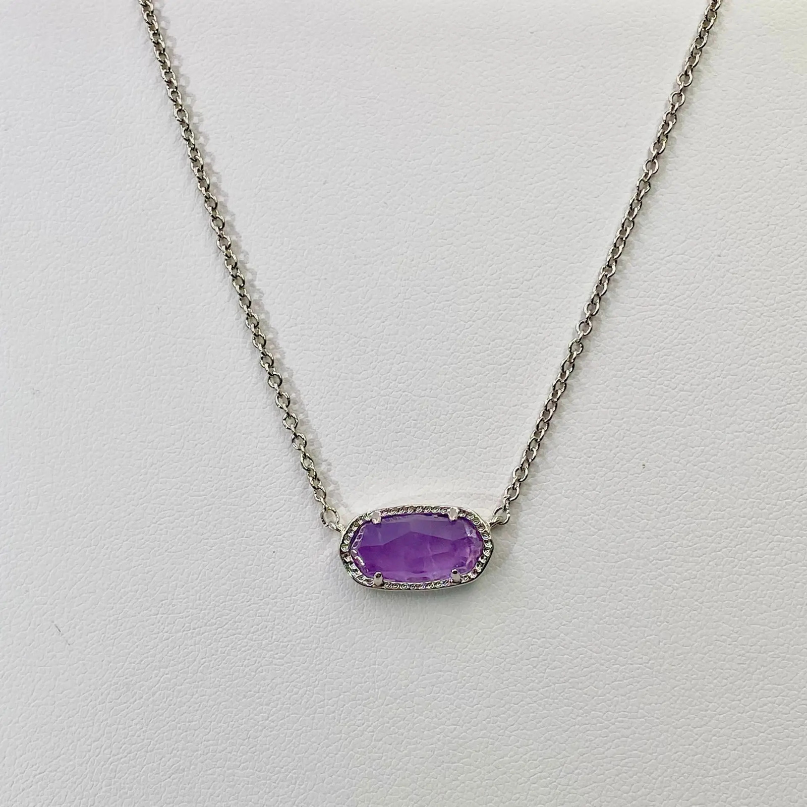 K European and American Fashion Trends Sweet Fresh and Simple Natural Amethyst Gemstone Necklace Wholesale Free Delivery 241009