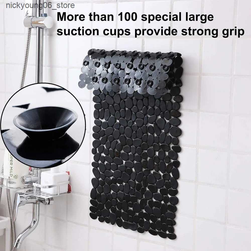 Non-Slip Bath Mats Non-Slip Bath Tub Shower Mats Pebble Shape Machine Washable Bathtub Mat With Drain Holes Suction Cups For Bathroom L240910