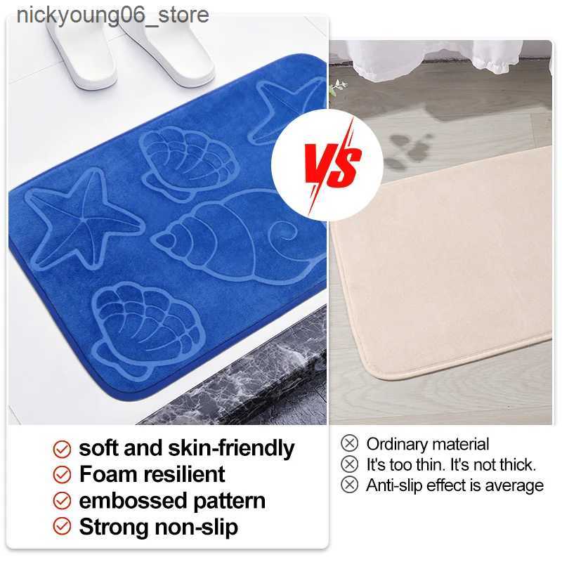 Non-Slip Bath Mats Soft Absorbent Kitchen MatNon-Slip Shell Starfish Conch Print Bath MatToilet MatThicken Shower Mat for Shower Bathtub Slip L240910