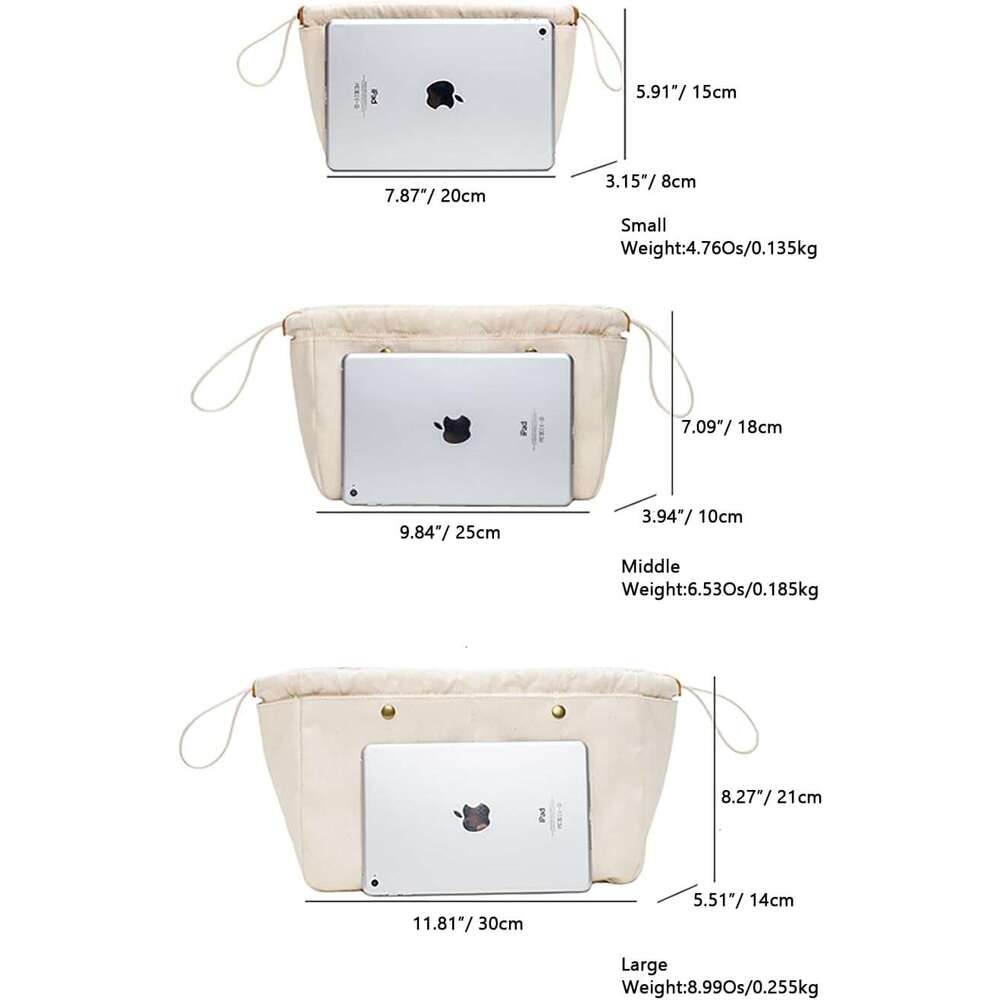 YONBEN Bag Divider Cotton Canvas Tote large Handbag Extra Large Purse Insert Organizer (L)