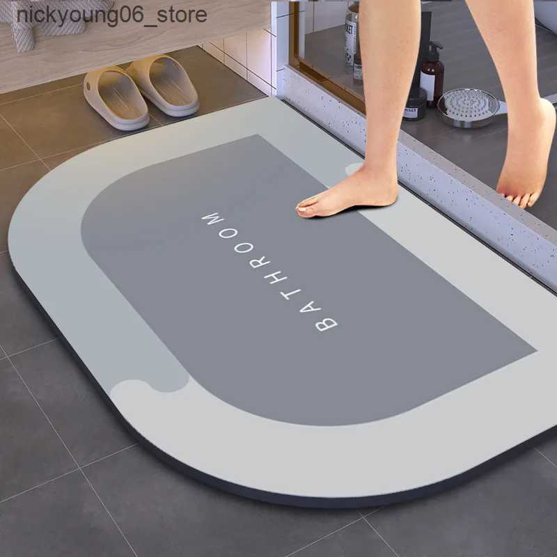 Non-Slip Bath Mats Super Absorbent Bath Mat Instant Drying Mat Bathroom Rug Non-slip Entrance Doormat Nappa Skin Floor Mat Toilet Carpet Home Decor L2