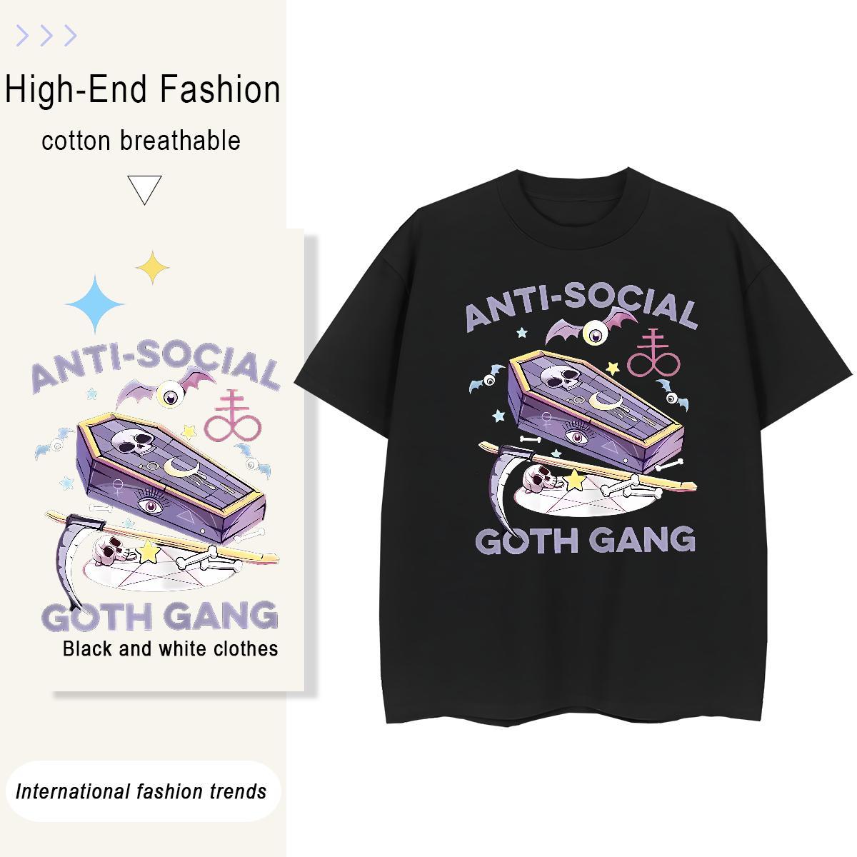 Classic T Shirts Women 230g Pure Cotton Breathable Crew Neck Sports Street Wear skull Tshirt for Man Woman Brand Cartoon Printing L-4XL Tees Shirts