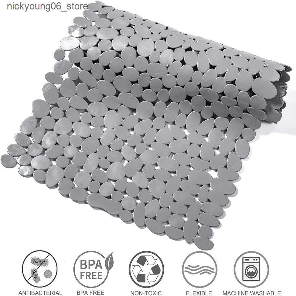 Non-Slip Bath Mats Non-Slip Bath Tub Shower Mats Pebble Shape Machine Washable Bathtub Mat With Drain Holes Suction Cups For Bathroom L240910