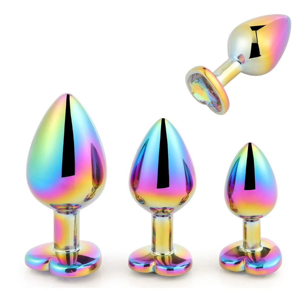 1PC Colorful Heart-shaped SM Metal Anal Plug Fetish Toys for Adult Anal Expanse Kit Stainless Steel Plug Adult Sex Toy 3 Size 241010