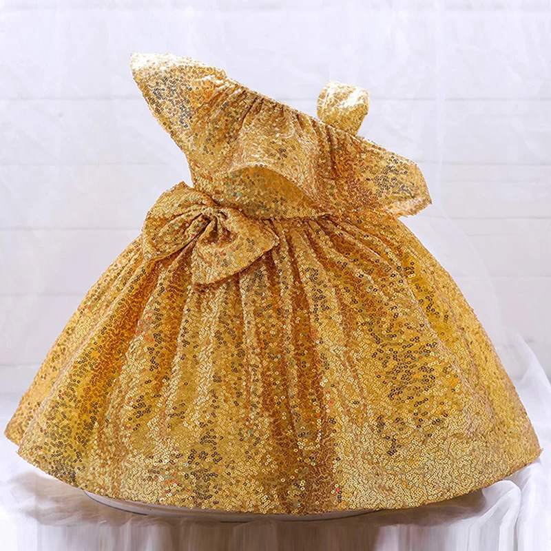 1 year birthday dress Baptist party sequined princess dress red gold party born baby clothing baby girl clothing shoulder length 241008