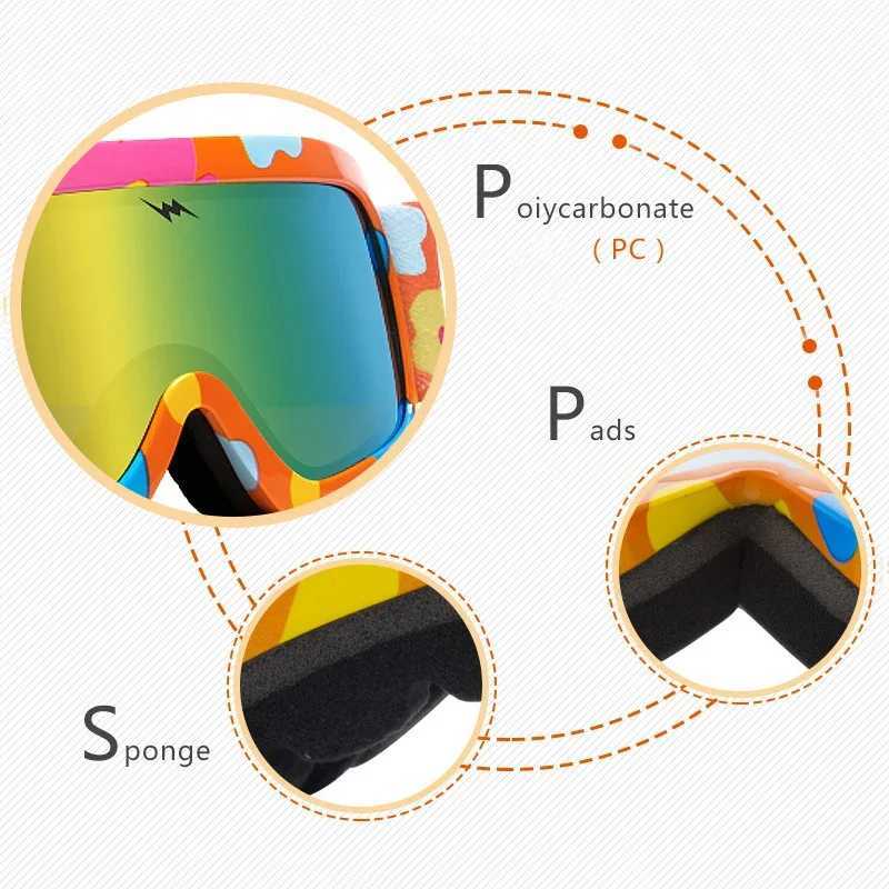 New winter anti fog girls ski masks baby boys ski glasses dual lens sports childrens snowboard goggles magnetic childrens snow sunglasses CL241017