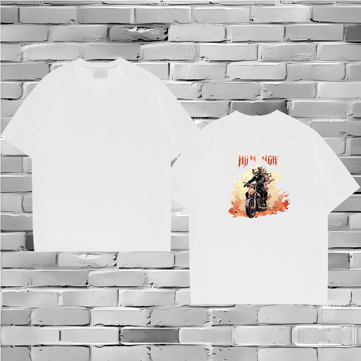 Classic Mens T Shirts 230g Pure Cotton skull Casual Daily Wear White Plus Size Breathable Crew Neck Men Clothes T-Shirt 2024 New Tops Shirt