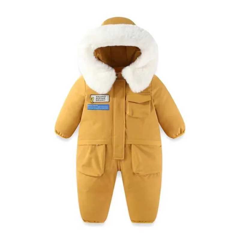 Down Coat -30 Children Winter Warm Snowsuit Thicken Baby Ski suit Plus Velvet Jumpsuit s toddler girl Clothes Waterproof Boys Jacket H241010