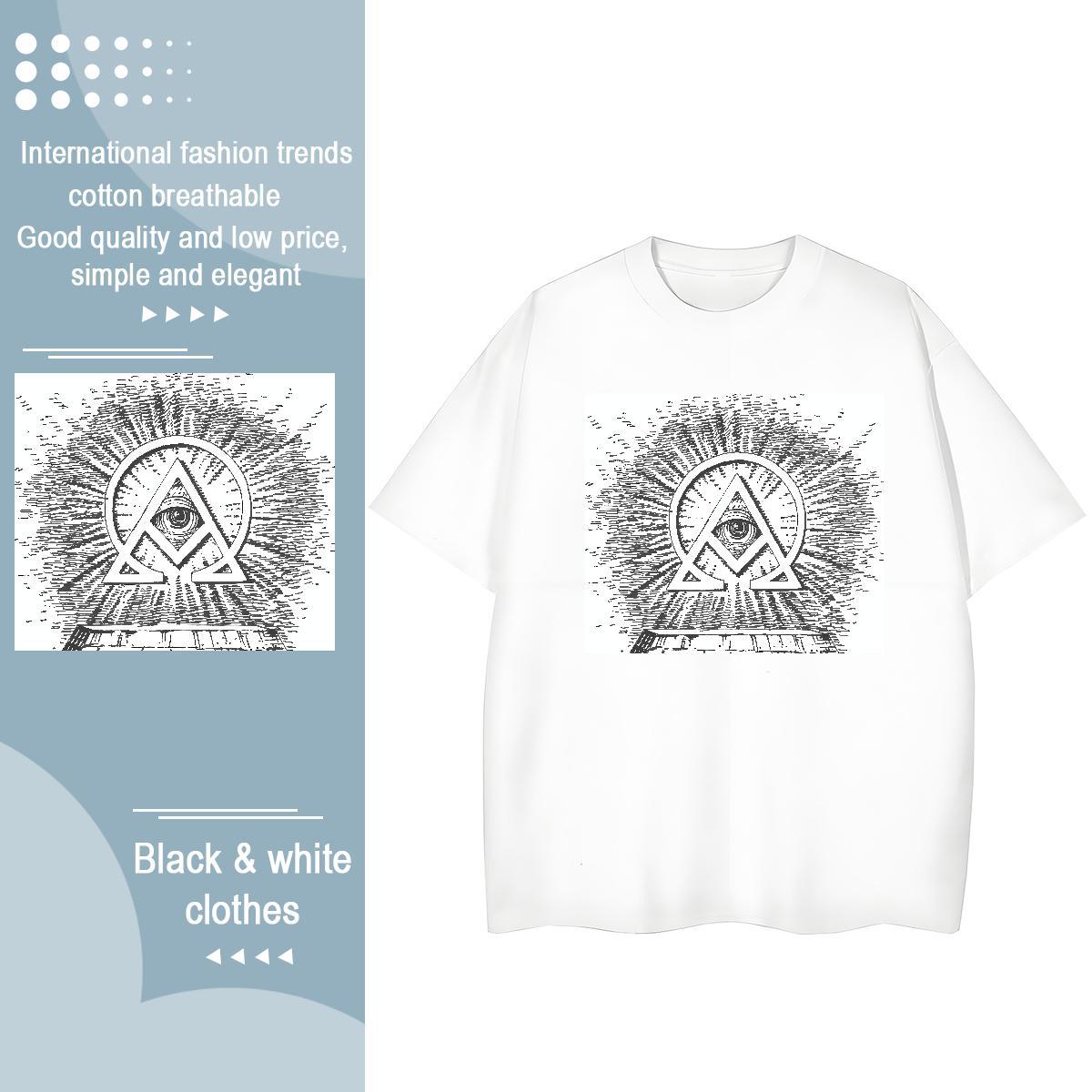 Stylist T shirt 230g 100% Cotton Breathable Short Sleeve Daily Wear eye of the devil Woman Tshirt Soft Floral Print Tees