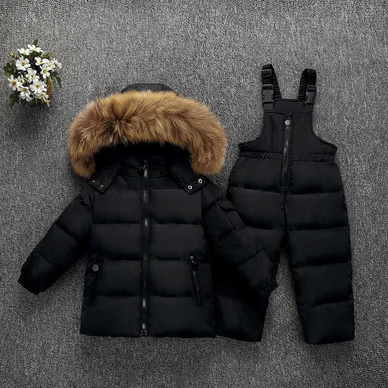 Down Coat OLE-30 degree Russian winter boys clothing set jacket+girls jacket 1-5 years old baby girls snow jacket H241010