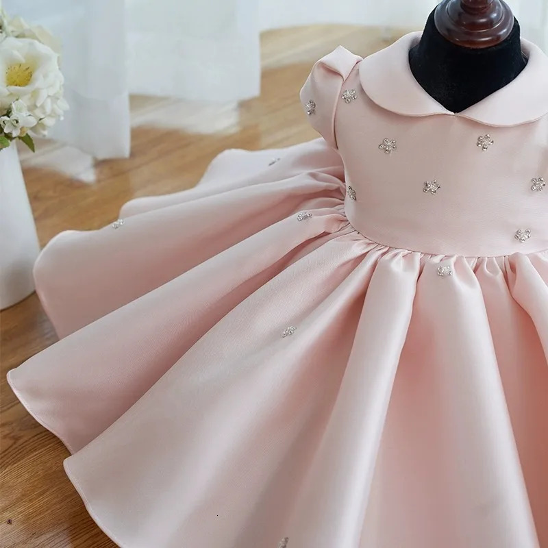 Baby Girls First Birthday Party Pink Childrens Princess Ball Dress Baby Bow Dress Preschool Girl Baptist Tank Top 241008