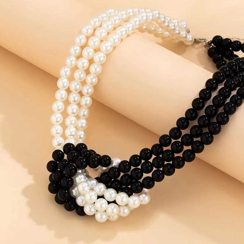 Necklace Choker Pearl Chain Women Girls White And Black Plating Fashion Jewelry Hot Sale Party Gift 2024 New Style HN24140X241009