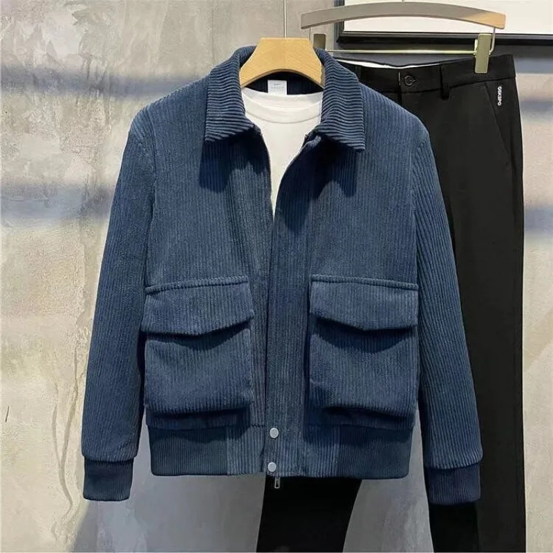 Fashion mens clothing top Corduroy jacket Korean version mens fashion spring and autumn jacket 241009
