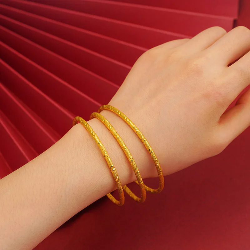 Wholesale BE601 European Fashion Beauty Bride Mother Party Birthday Wedding Gift 58/60/62mm 24KT Gold Bracelet 241007