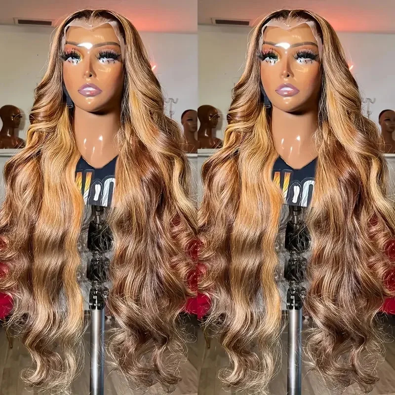12A front lace wig womens medium wave piano partial color long curly full cover synthetic lace wig 241007