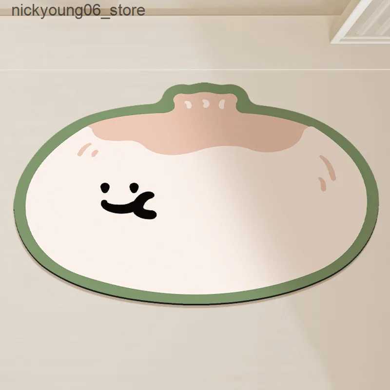 Non-Slip Bath Mats Cartoon Shaped Diatomaceous Earth Floor Mat Quick Drying Water Absorption Bathroom Entrance Foot Rugs Bedroom Entrance Carpet L2409