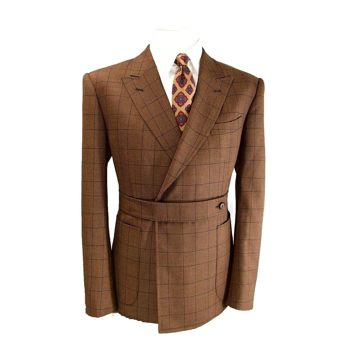 Retro Wedding Suits Peaked Lapel Jacket Men's Tuxedo Vintage Houndstooth Tailored Dinner Prom Groom Blazer Custom Made Only Coat