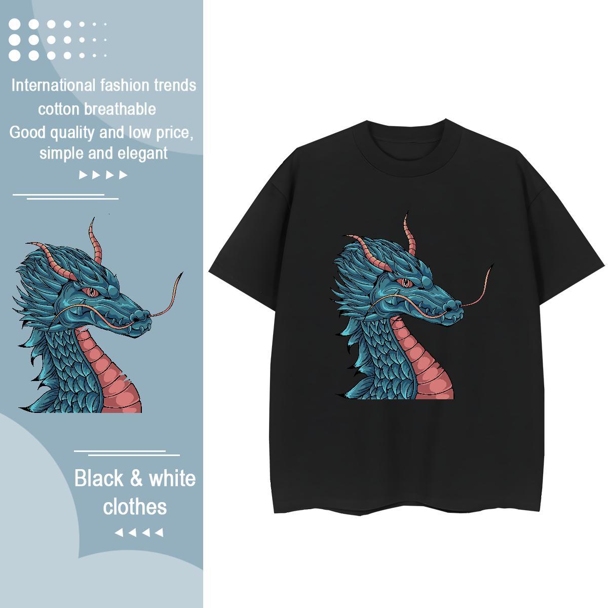Fashion Casual Woman T Shirts 230g 100% Cotton Short sleeve Soft Casual Sport dragon head Tshirt for Man Woman Designer Nice Customized Print Wear