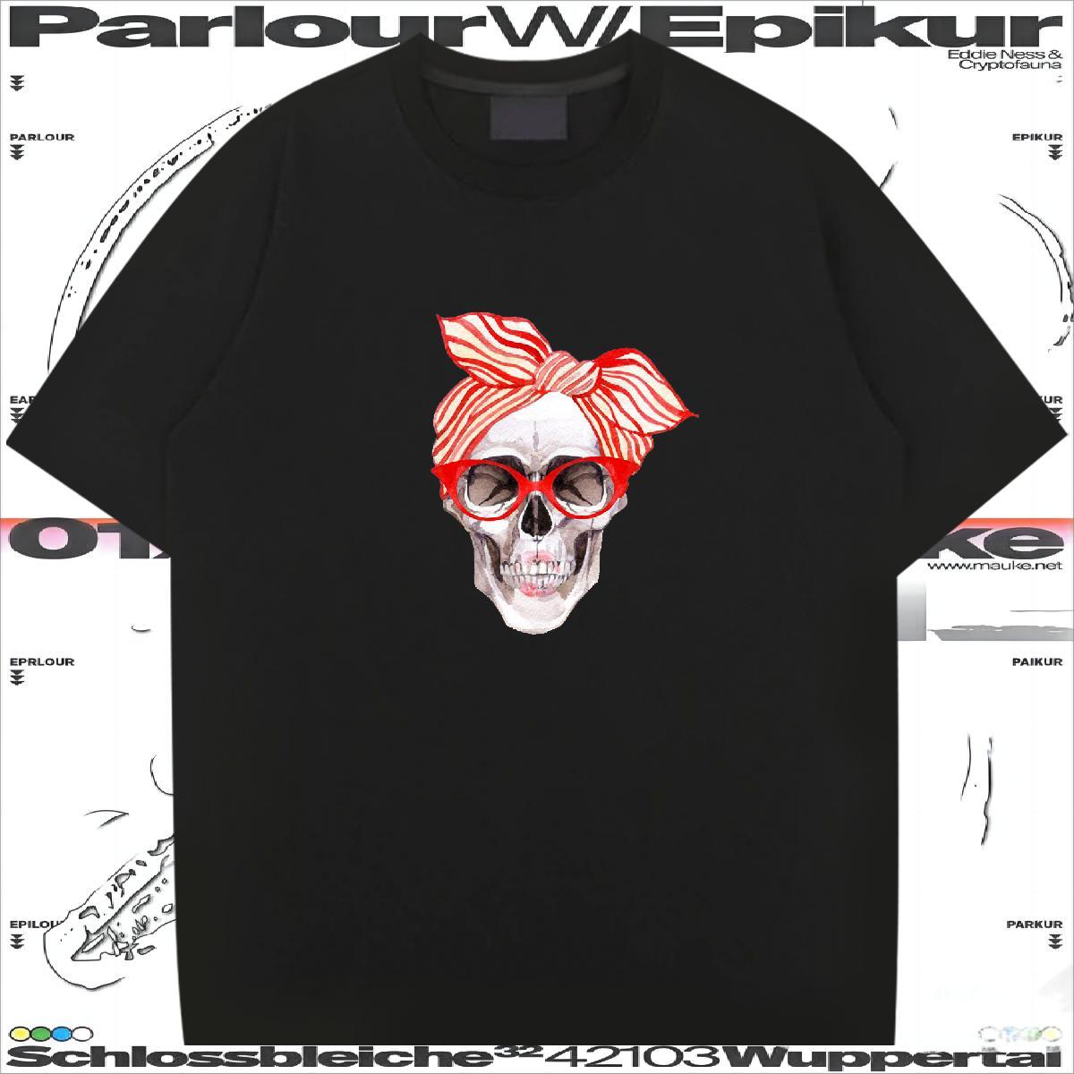 Comfortable Mens T Shirts 230g 100% Cotton skull Street wear Hip Hop Customized Breathable Couples T Shirts Designer Fashion Tops Shirt