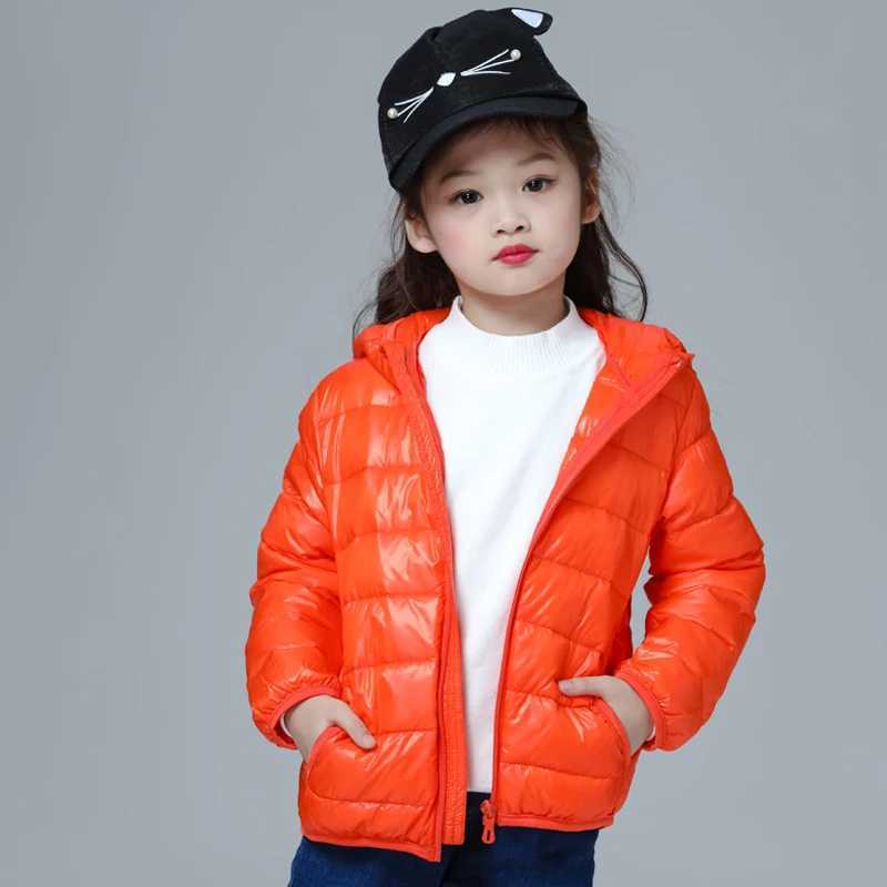 Down Coat Girls down jackets fashionable childrens winter jackets ultra light winter jackets suitable for girls portable hoodies teenagers H241010