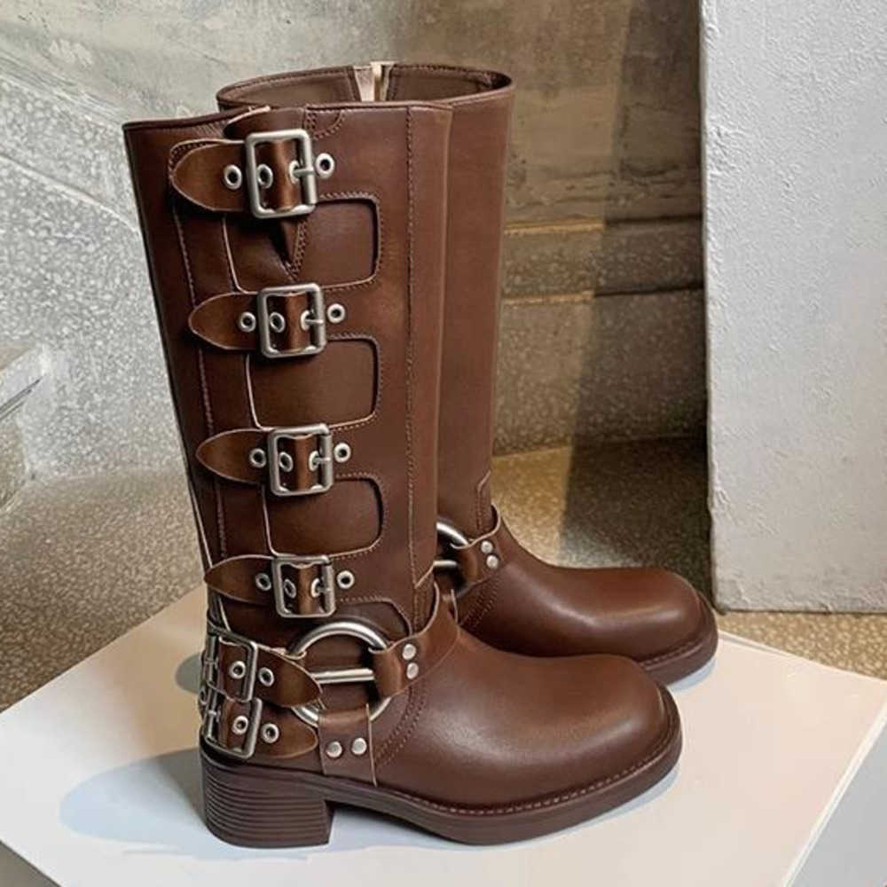 Leather Fashion Boots Mid High Western Denim Summer Ankle Boots For Women Womens Knight Boots 240826