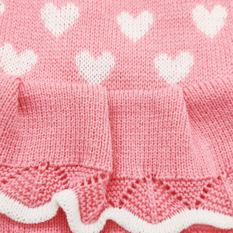 Dog Knitted Sweater Dress Heart Puppy Sweater Warm Soft Pet Holiday Clothes for Small Cats and Dogs