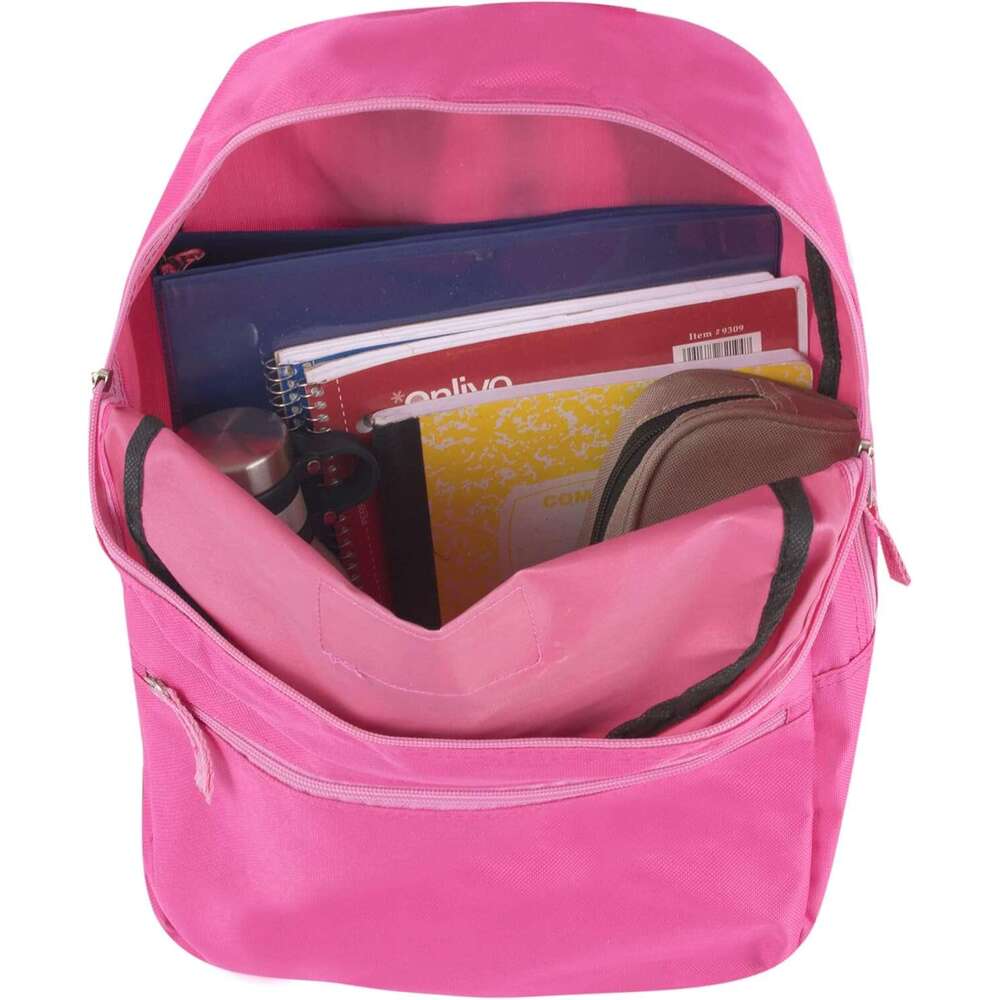 Classic 17 Inch Backpack with Adjustable Padded Shoulder Straps (Pink)