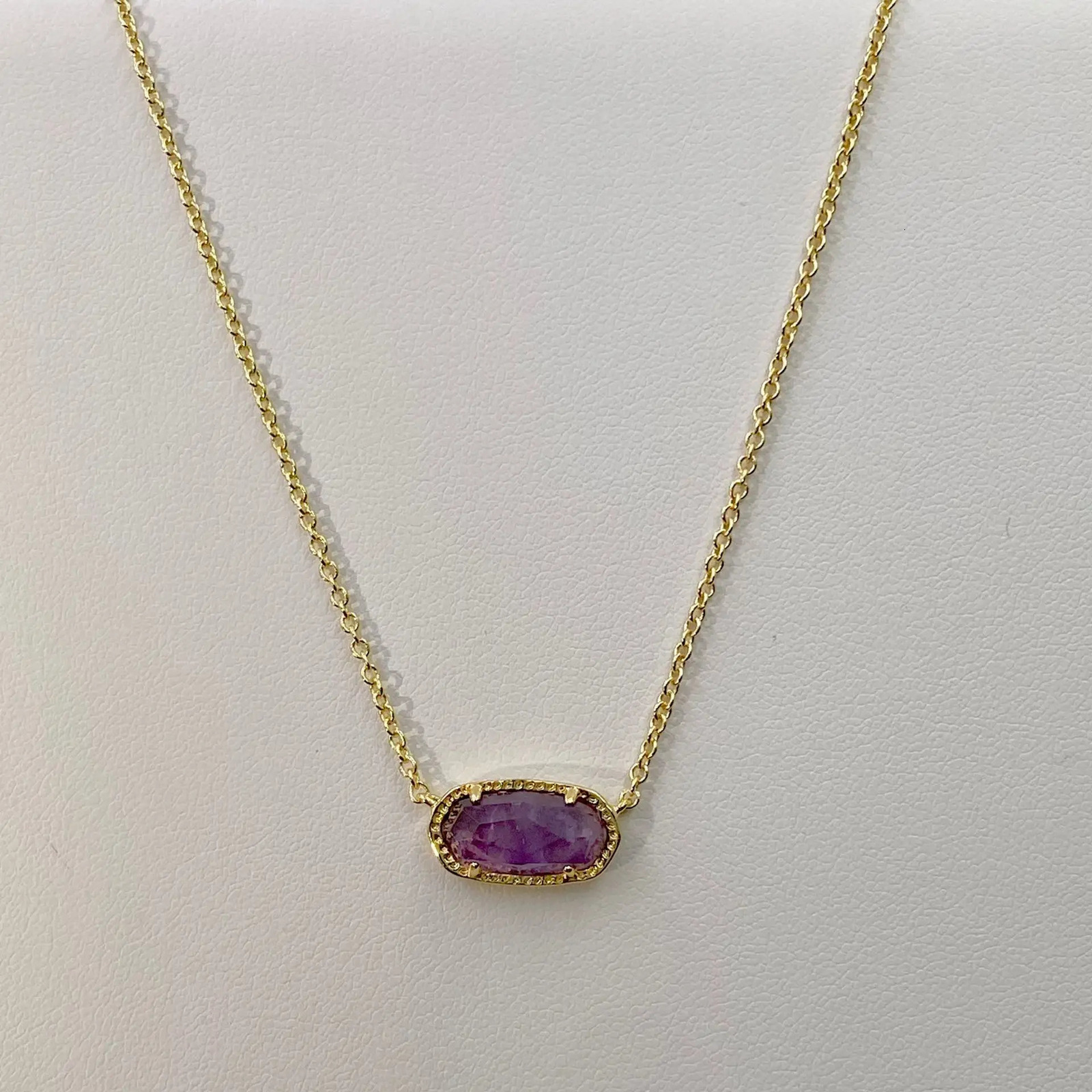 K European and American Fashion Trends Sweet Fresh and Simple Natural Amethyst Gemstone Necklace Wholesale Free Delivery 241009