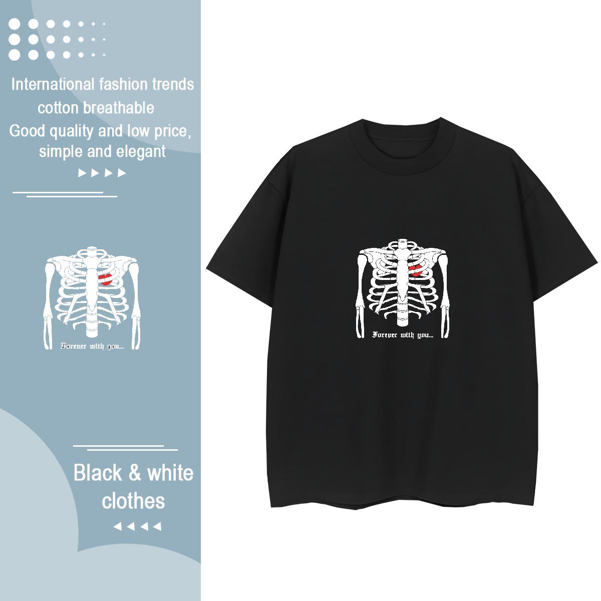 Casual New Woman T Shirts 230g Pure Cotton Round Neck Short Sleeve Spring Summer skull Couples T Shirts Nice Skull Tshirts