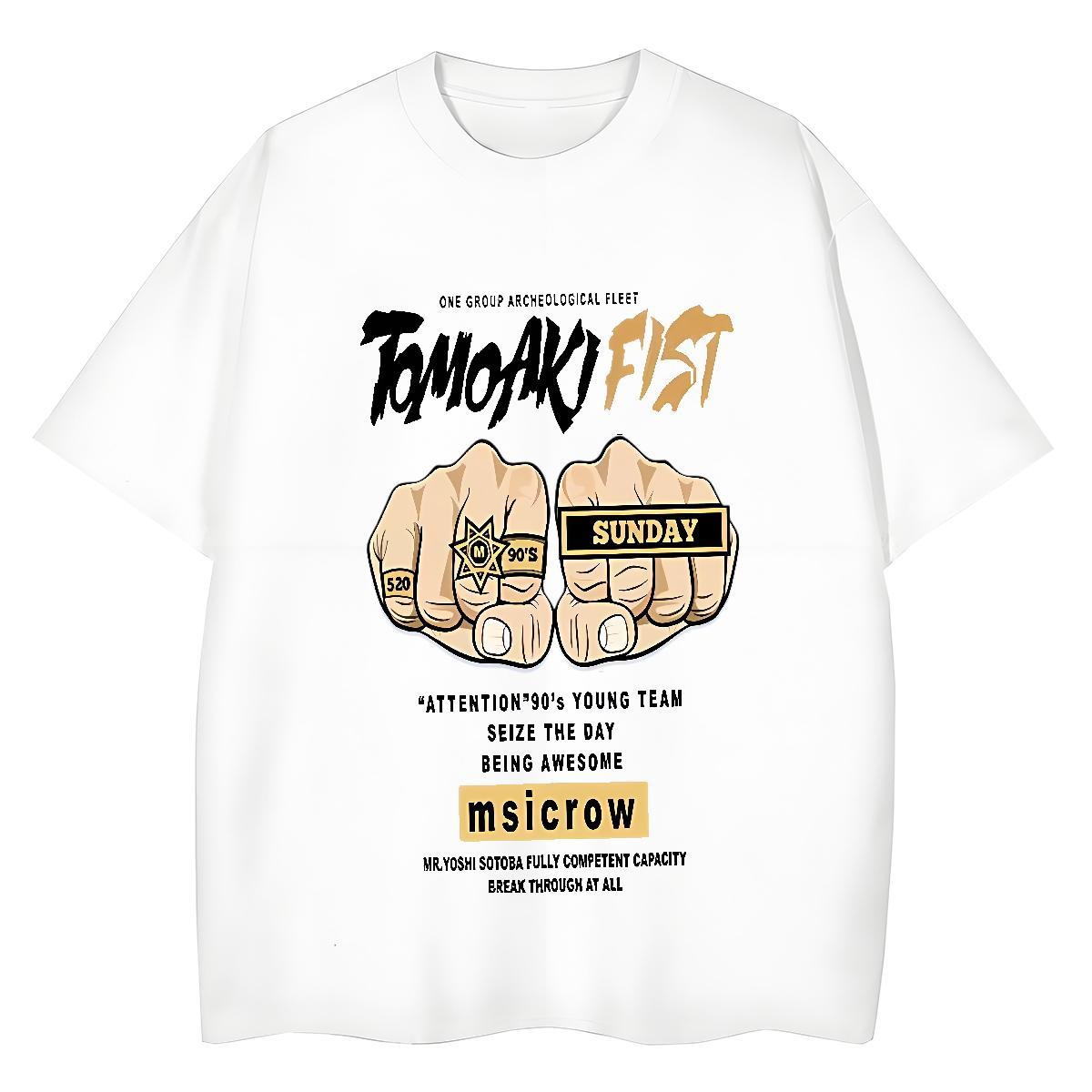 Free Shipping T shirt 100% Cotton 230g hands Summer Casual Black White O Neck Short Sleeves Men Clothes T-Shirt 2024 Summer Wear