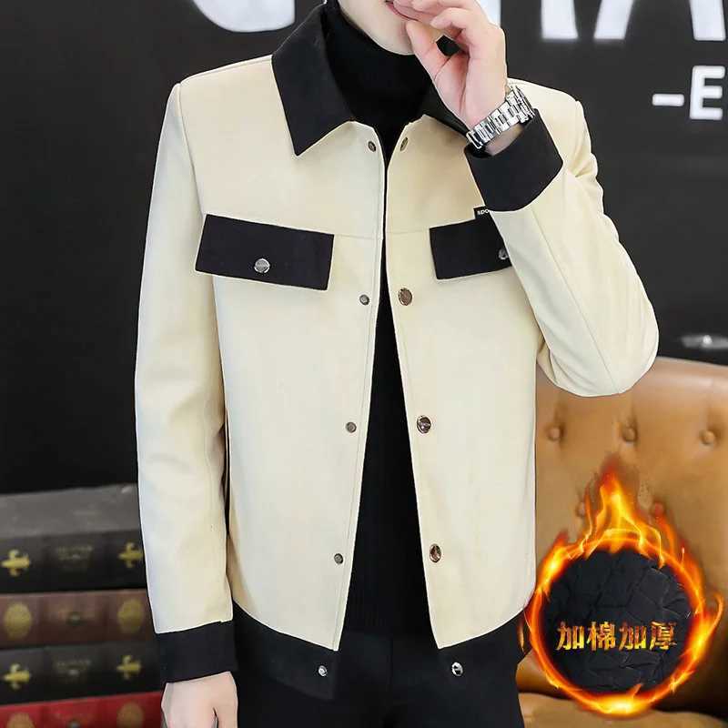 New Winter Jacket Men Thickened and Warm Wool Blends Jacket Spliced Casual Business Trench Coat Streetwear Social Overcoat LX241010