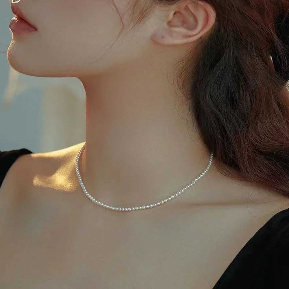 SUMENG Vintage Elegant Simple 4/6/8MM White Pearl Chain Choker Necklace for Women Wedding 2024 Fashion Jewelry GiftsX241009