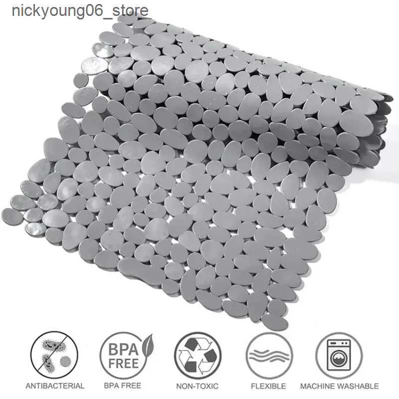 Non-Slip Bath Mats Non-Slip Bath Tub Shower Mats Pebble Shape Machine Washable Bathtub Mat with Drain Holes Suction Cups for Bathroom L240910 L0910