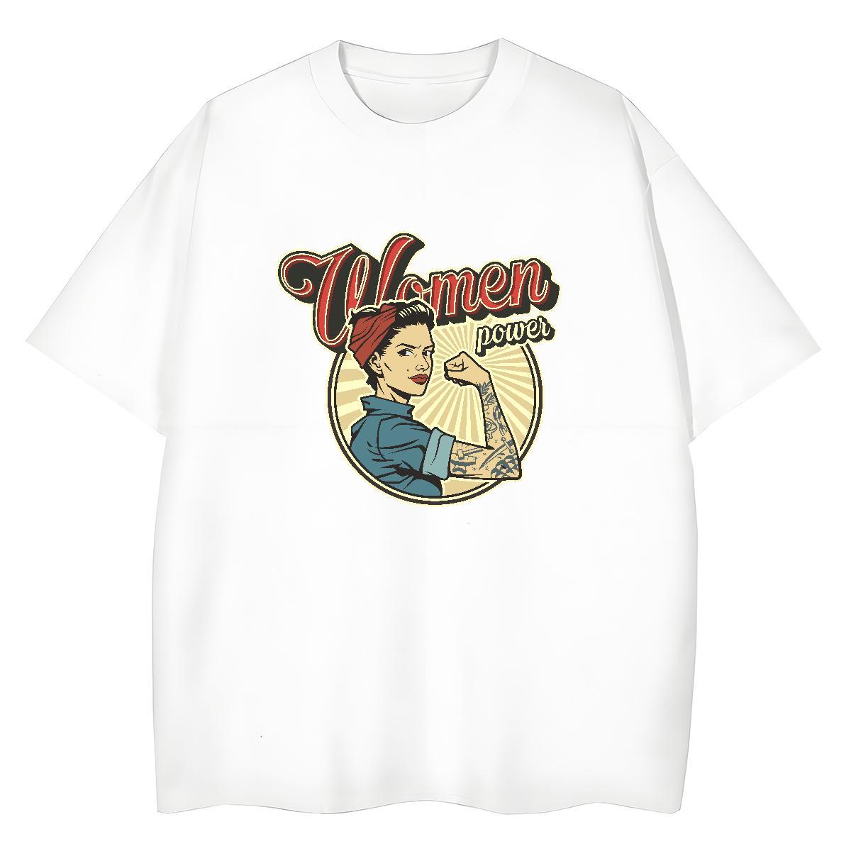 Fashion Womens T Shirts 230g Cotton Short Sleeve O-Neck Sports Street Wear portrait Women Tees Popular Cartoon Floral Printing Tops Shirt