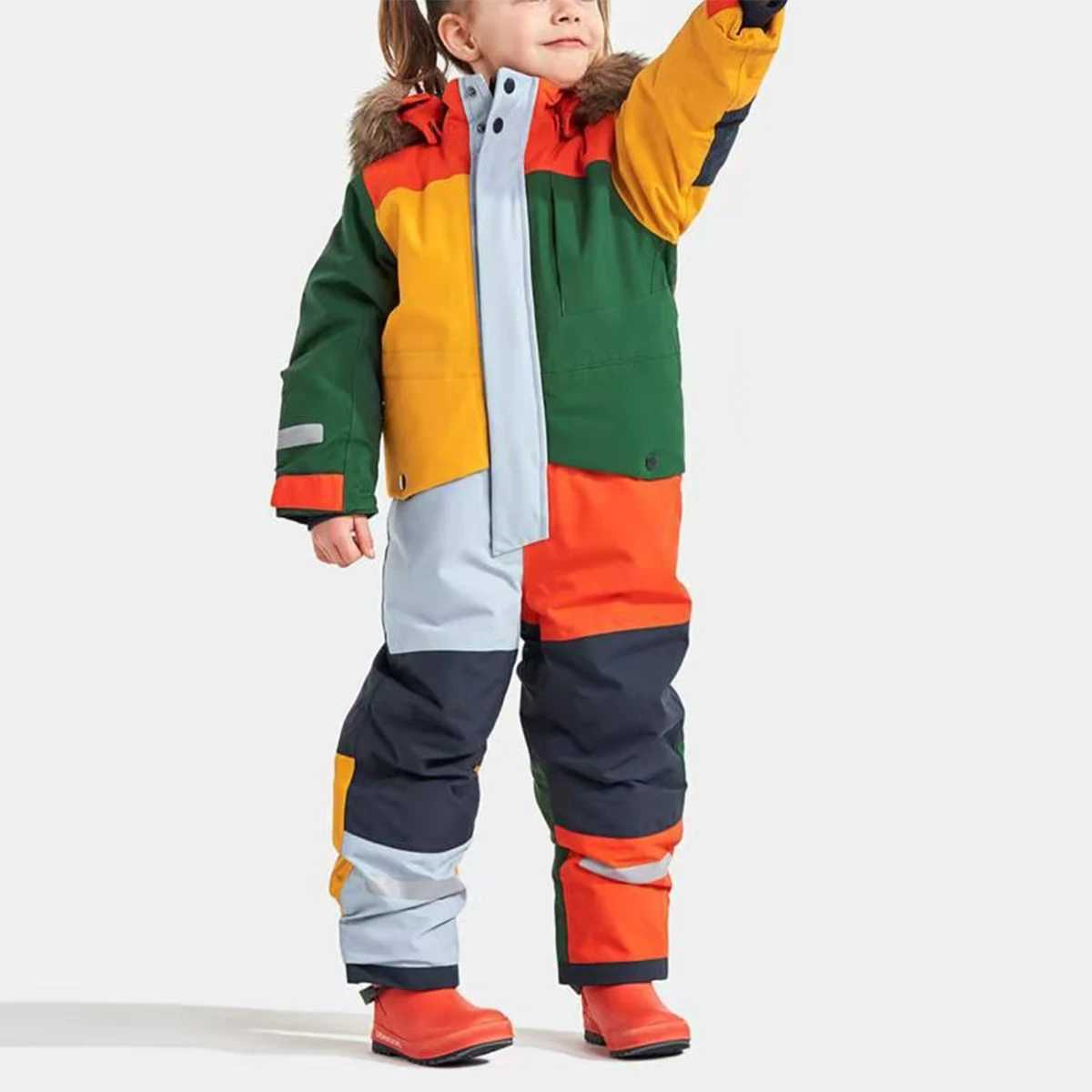 Down Coat Childrens Ski Jumping Set for Boys and Girls Autumn Windproof and Warm Outdoor Wool Jacket Pants Ski Board Set H241010
