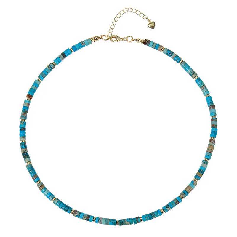 Heishi Style Boho Natural Turquoise Gemstone Beaded Choker Necklace for Women Girls Summer Must-have Jewelry clavicle chainX241009